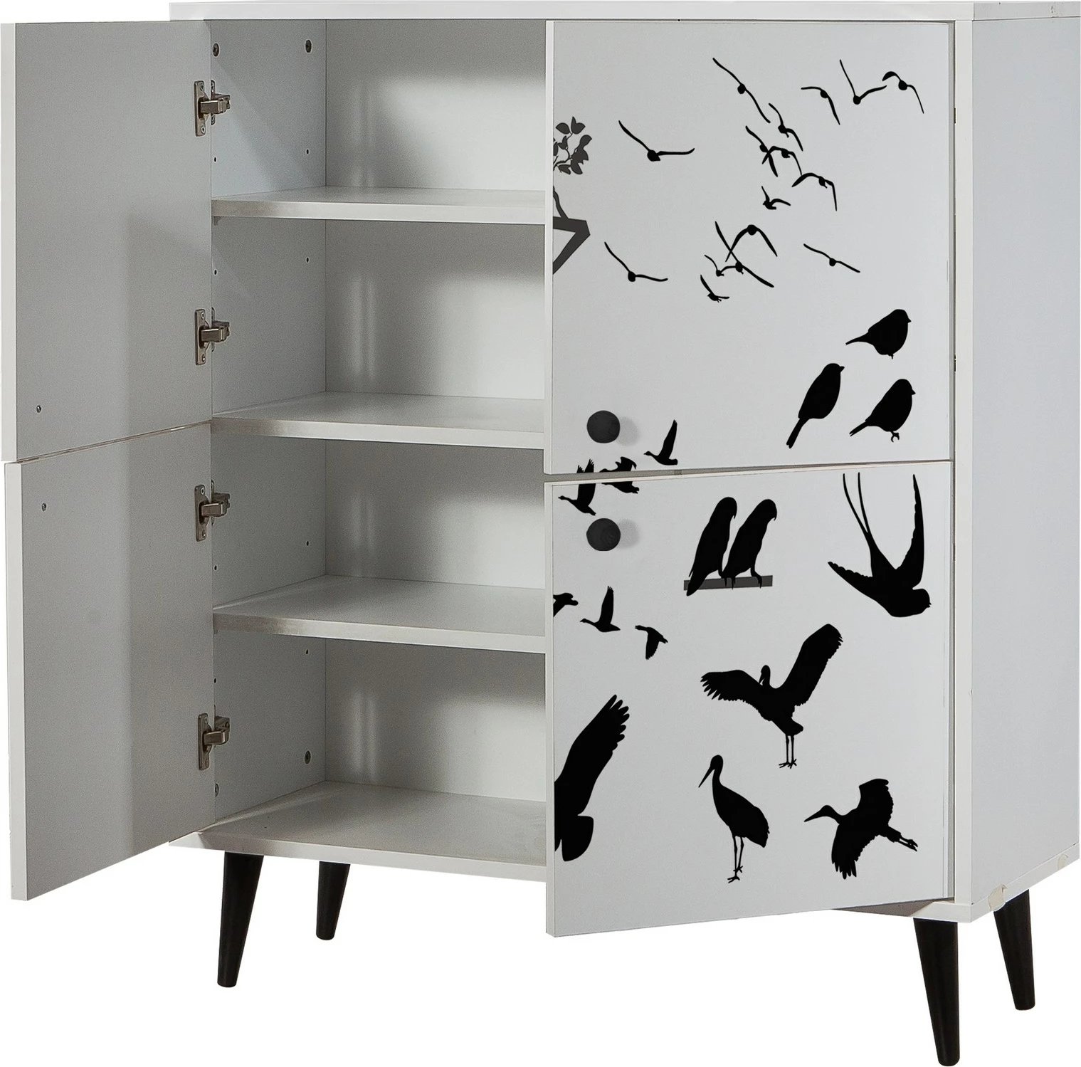 Dollap multifunksional Hanah Home, Multilüx Manyas, bardhë e zi, 95x111x36cm