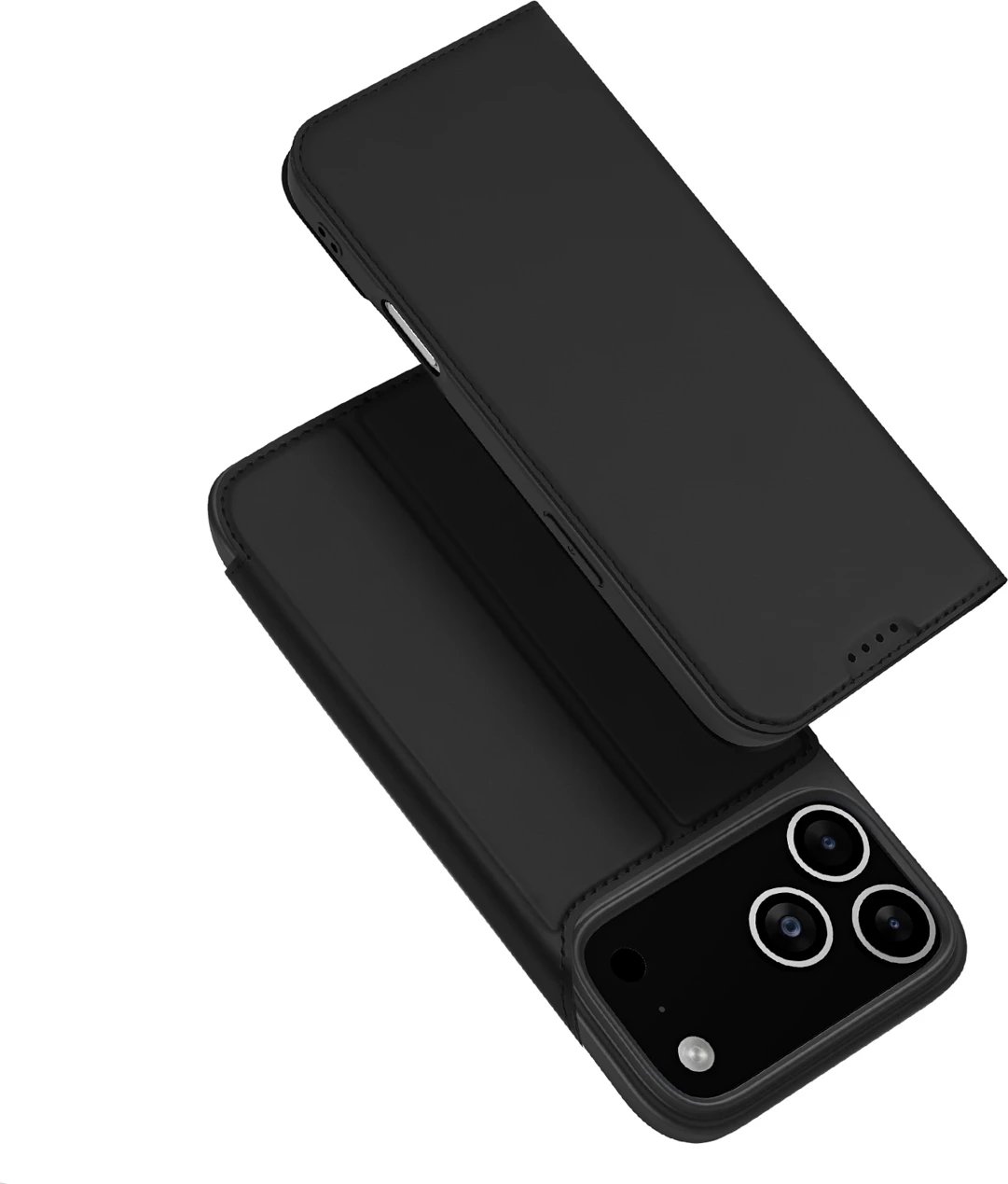 Mbështjellës Dux Ducis Skin Pro për iPhone 17 Pro Max, me flip dhe xhep për kartela, i zi