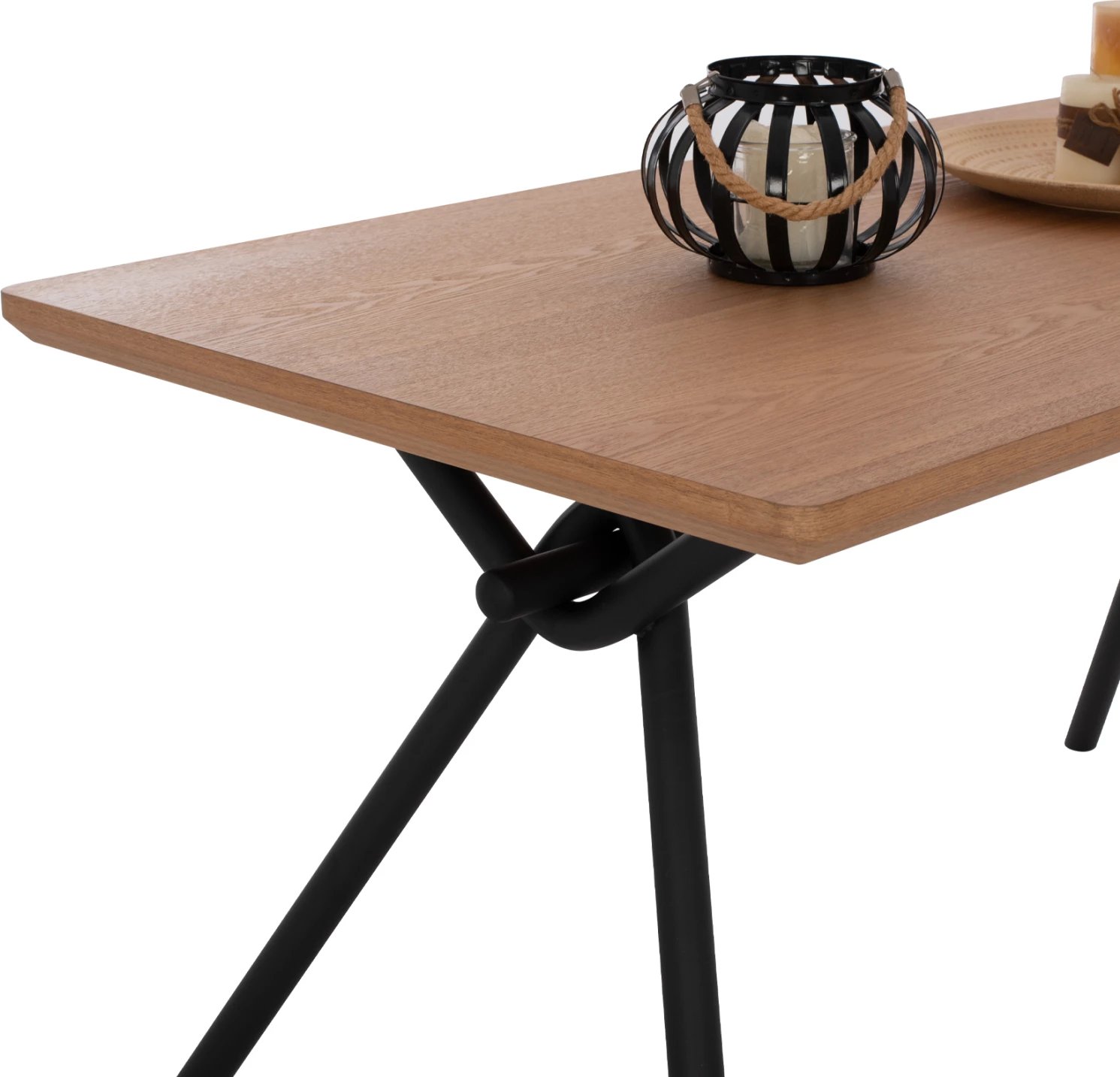 Tavolinë ngrënieje MANDY FH9302.01 sipërfaqe MDF me furnir druri lisi këmbë metalike 140x80x75H