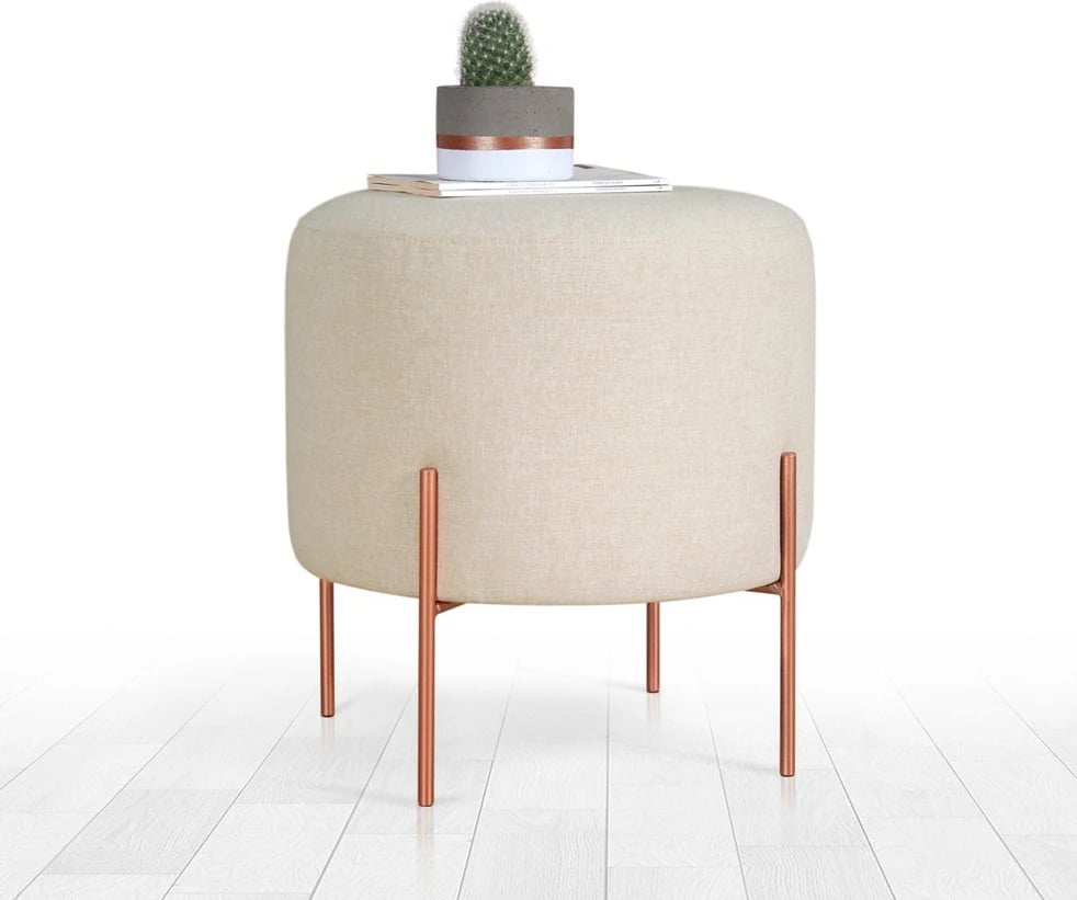 Puf Atelier del Sofa, ngjyrë krem, këmbë bakri, 46