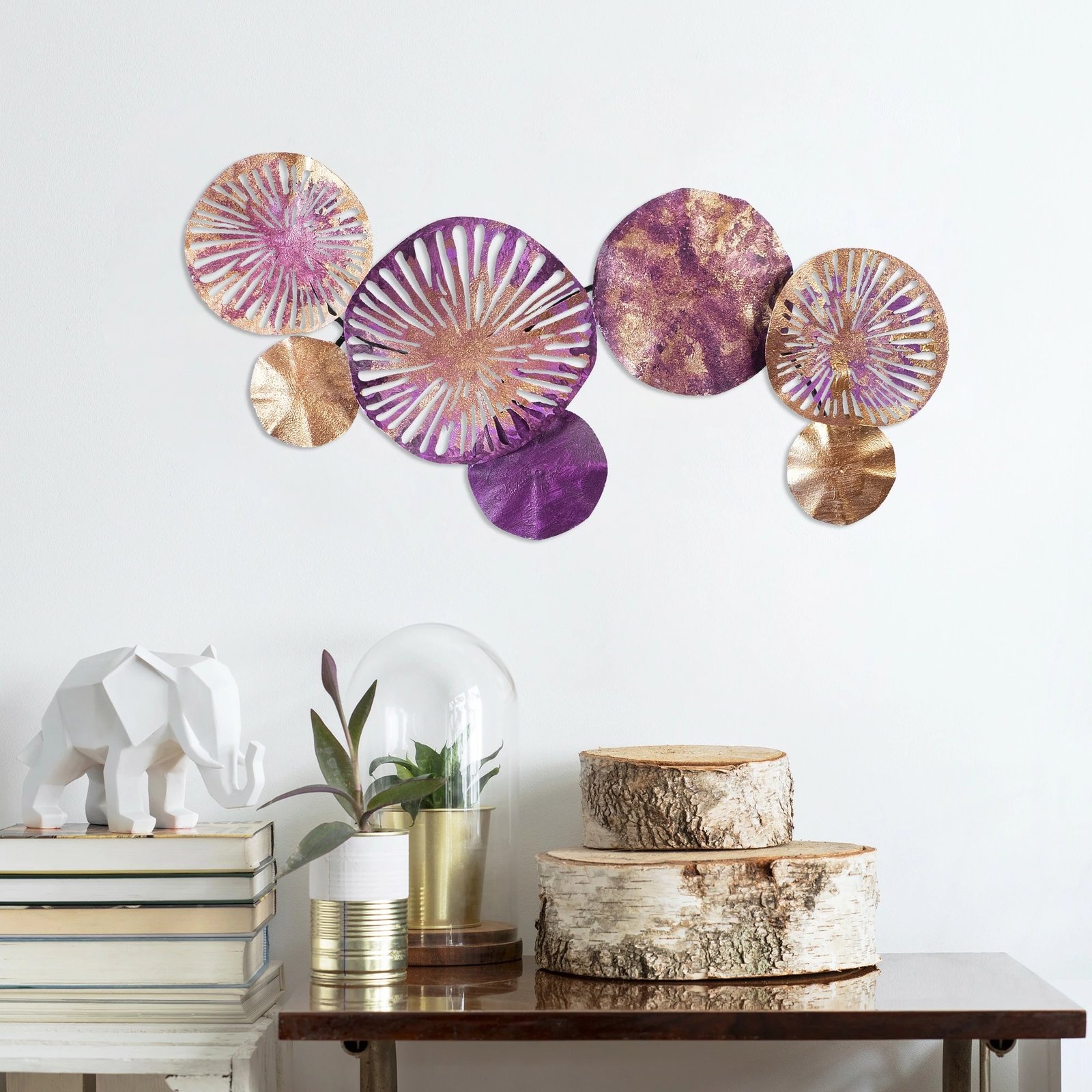 Aksesor dekorativ metalik për mur Wallity, art metalik 2