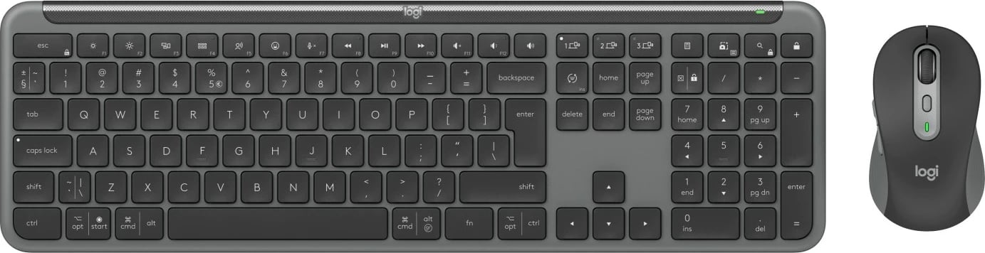 Set tastiere dhe maus Logitech 920-012490, Wireless, RF Wireless + Bluetooth, QWERTY, Grafit