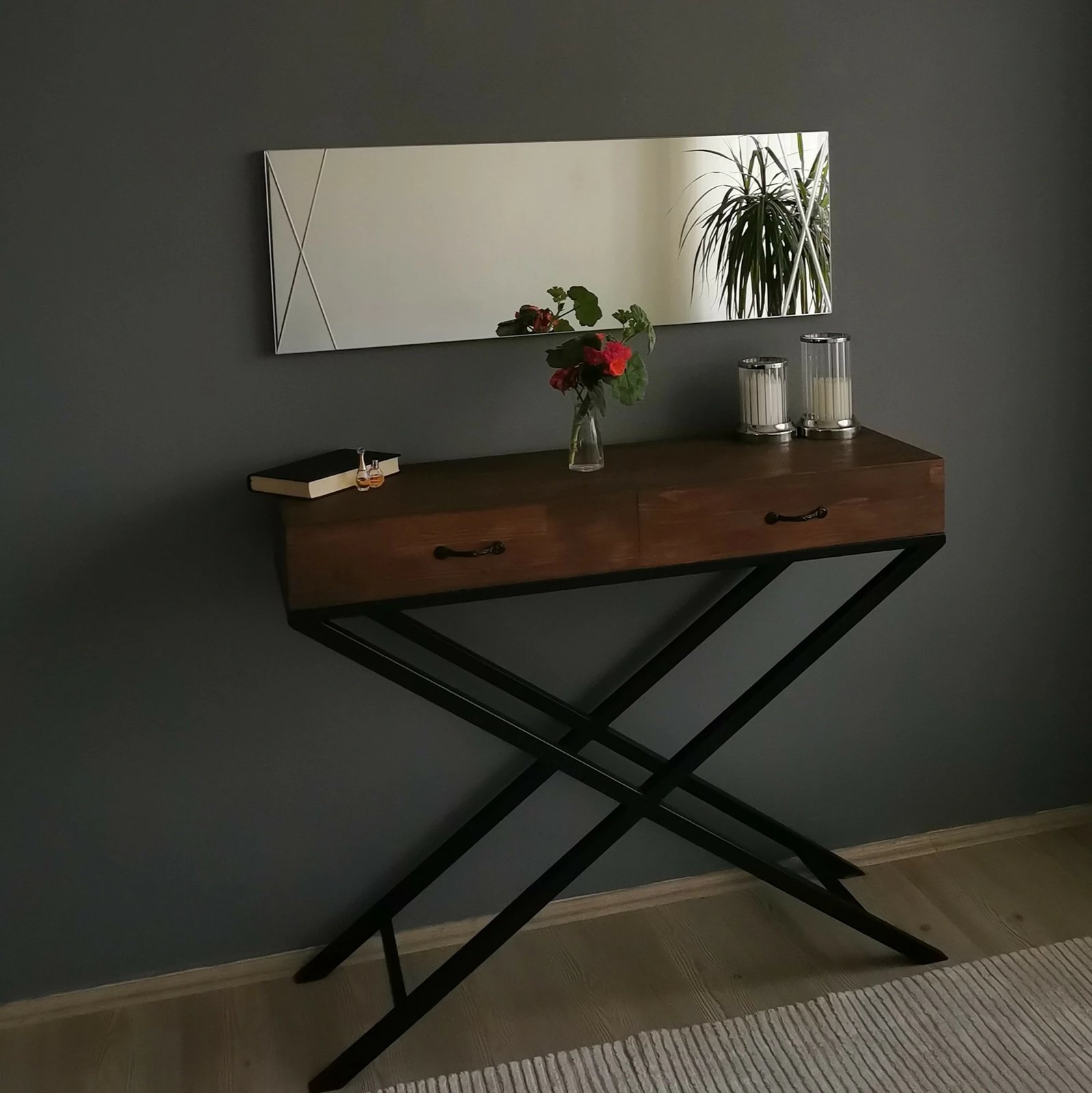 Pasqyrë Hanah Home, A321D, ngjyrë argjendi, 35x105cm