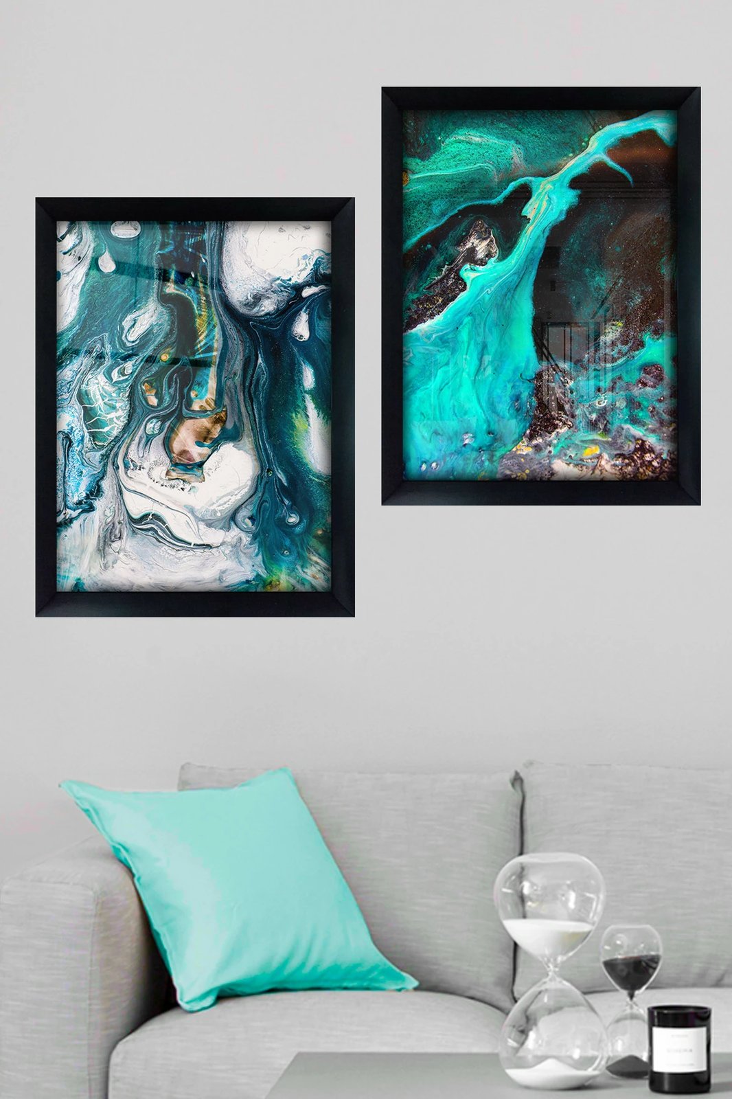 Pikturë dekorative me kornizë (2 copë), shumëngjyrëshe, SYC7436502315374