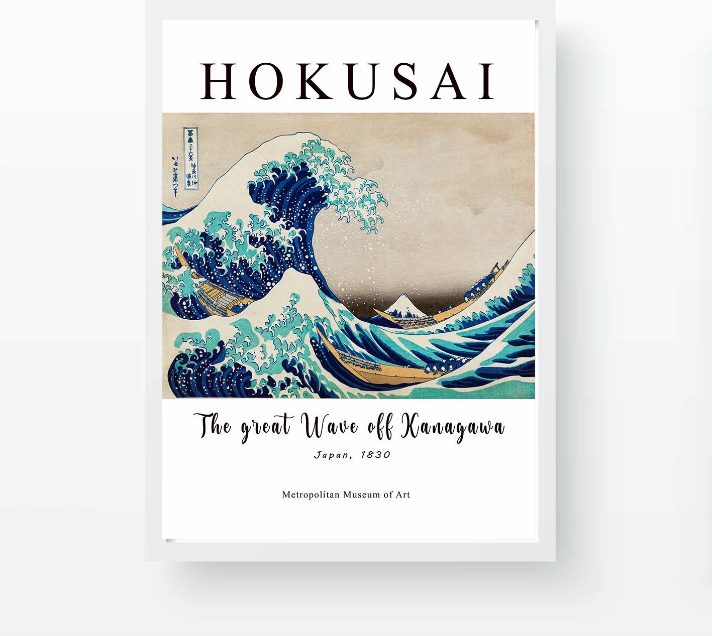 Pikturë dekorative me kornizë, The Great Wave off Kanagawa, shumëngjyrëshe, Wallity, 35x45cm