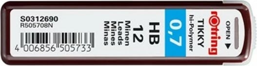 Mina polimeri rotring TIKKY 0.7mm HB 12 copë