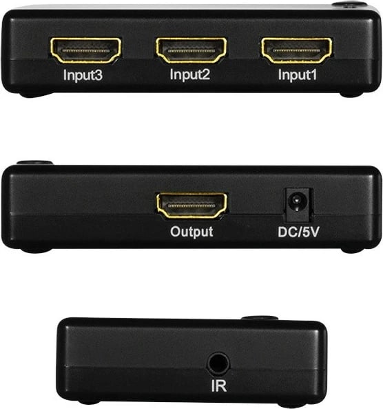 Switch HDMI 3x1 LogiLink HD0042 me telekomandë, 1080p, e zezë