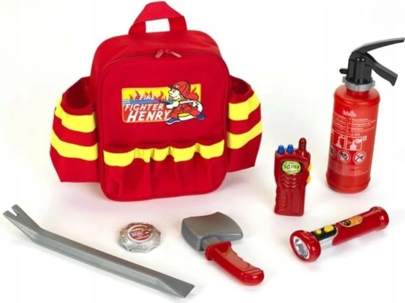 Set lodrash zjarrfikësi Klein Firefighter Henry's Backpack, për fëmijë, Kuq/Verdhë