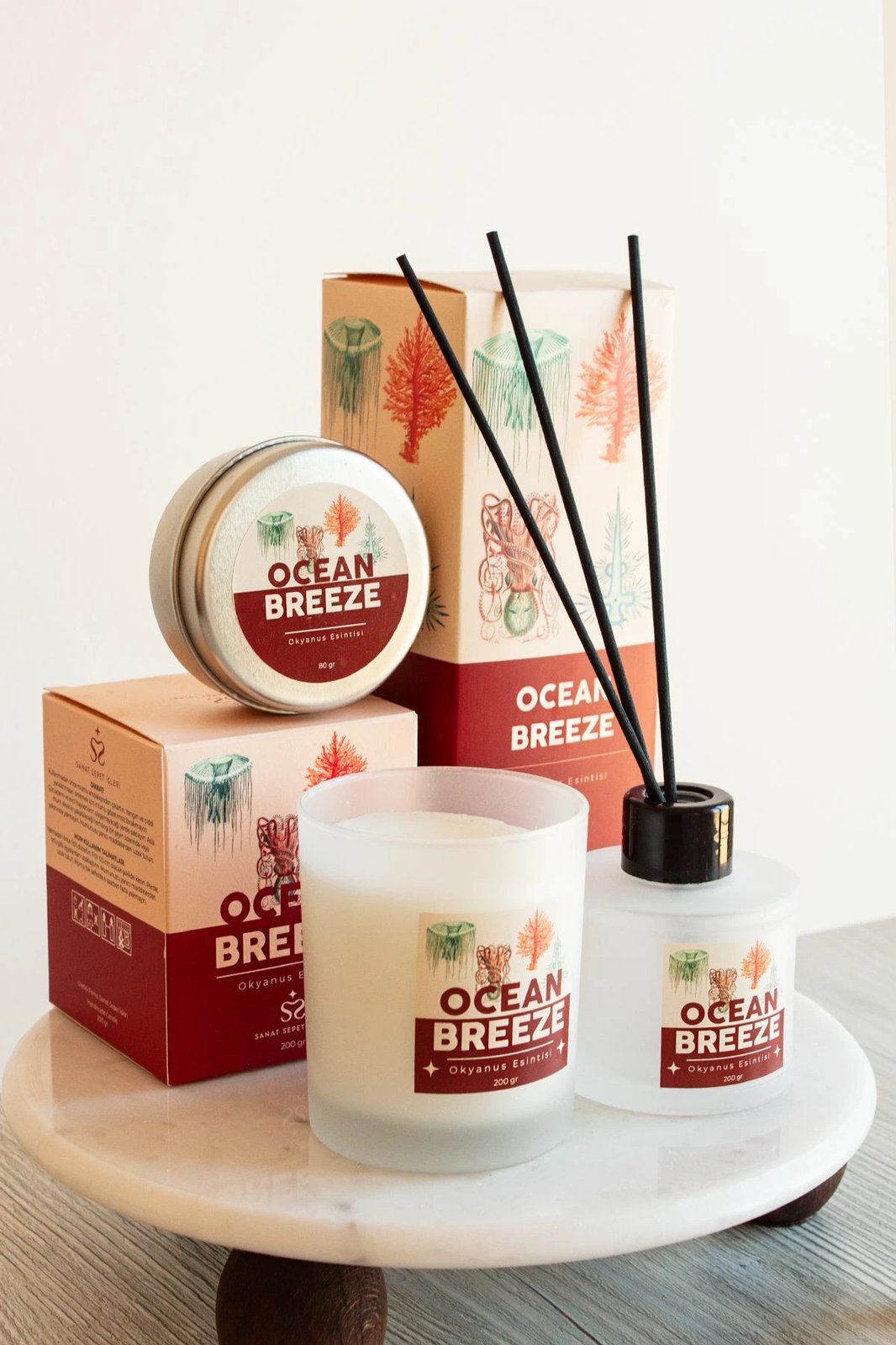 Set qirinjsh (3 copë), aromë oqeani, Evila Originals