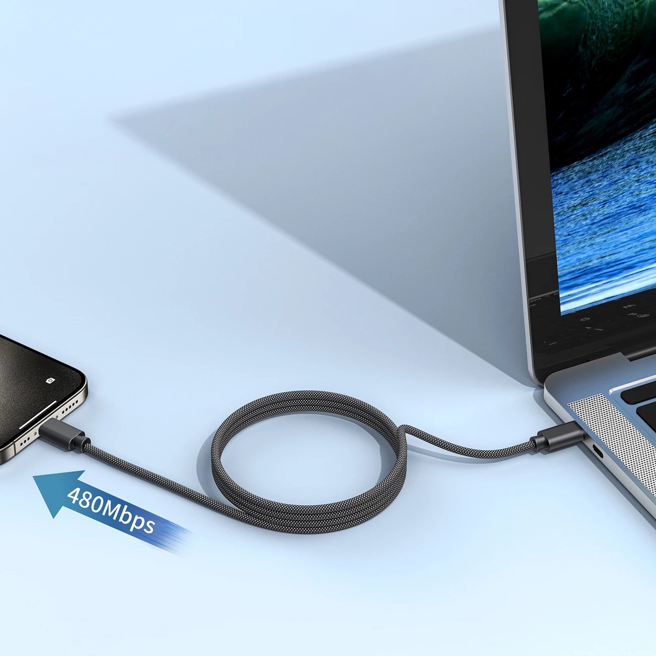 Kabllo magnetike USB-C Choetech XCC-1052, 1.2m, 100W, e zezë