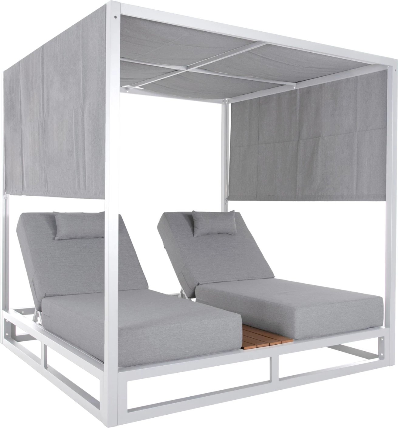 Shazllonë dyshe për plazh në formë kubi me hije GALLANT FH6097.02 alumin në të bardhë 2x2x2m