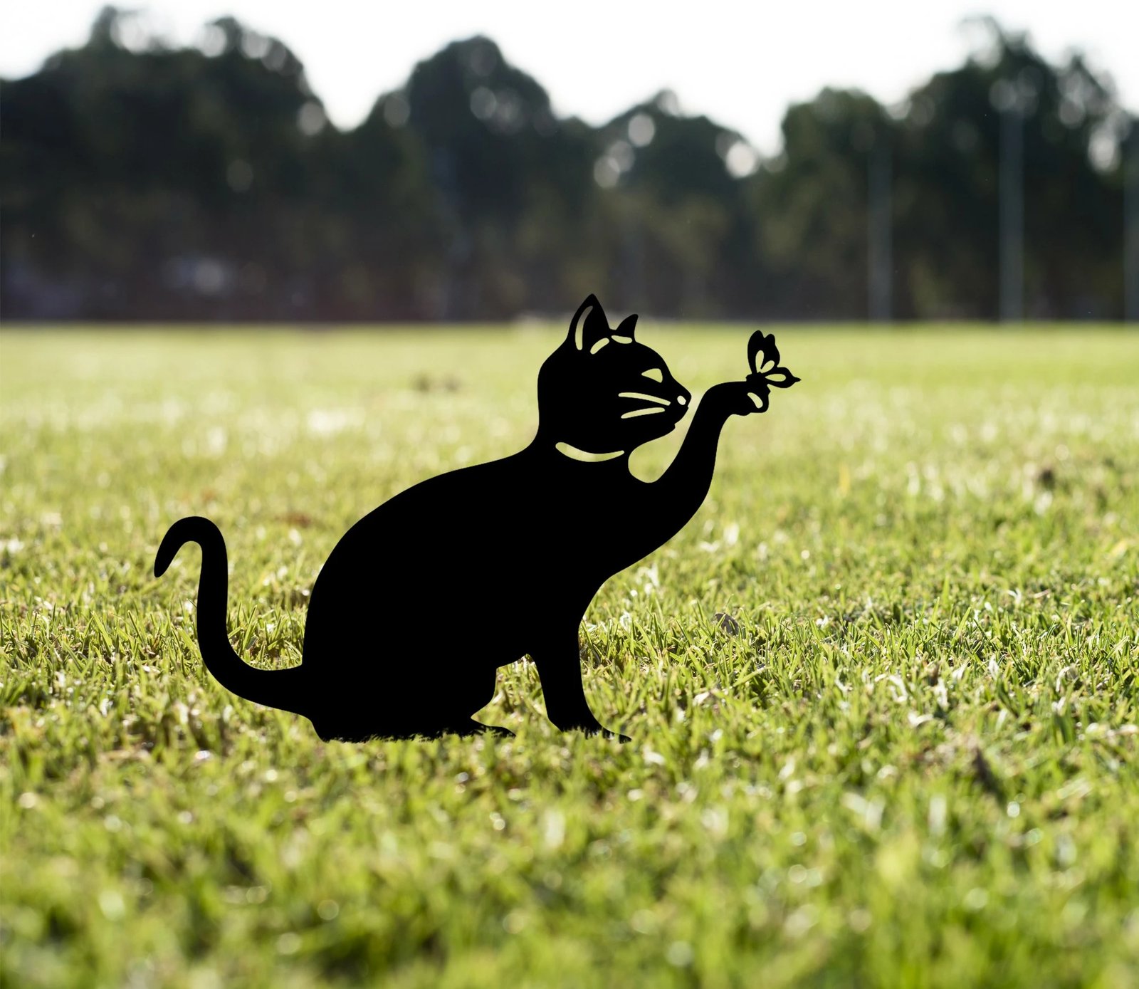 Objekt dekorativ për kopsht, dizajn mace, Cat 03, ngjyrë e zezë, 36x31cm