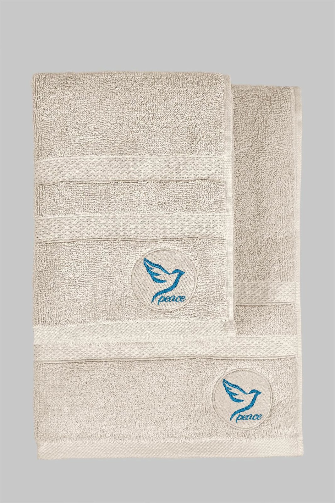 Set peshqirësh duarsh dhe banje (2 copë), Mijolnir, Peace, bezhë