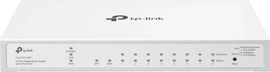 Switch TP-Link FESTA FS310GP, Managed, L2/L2+, Gigabit Ethernet, PoE, 1U, i bardhë