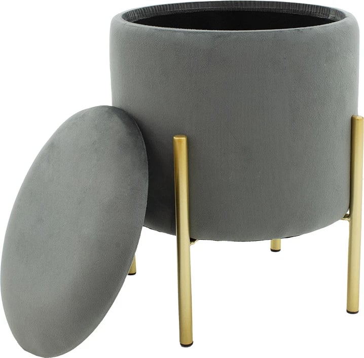 Karrige për bar Creativity, kadife gri-ari, D35x42cm