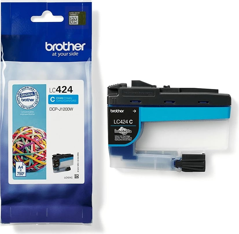Toner Brother LC424C, 1 copë, 750 faqe, Paketë e vetme, Cyan Toner Brother LC424C, 1 copë, 750 faqe, Paketë e vetme, Cyan