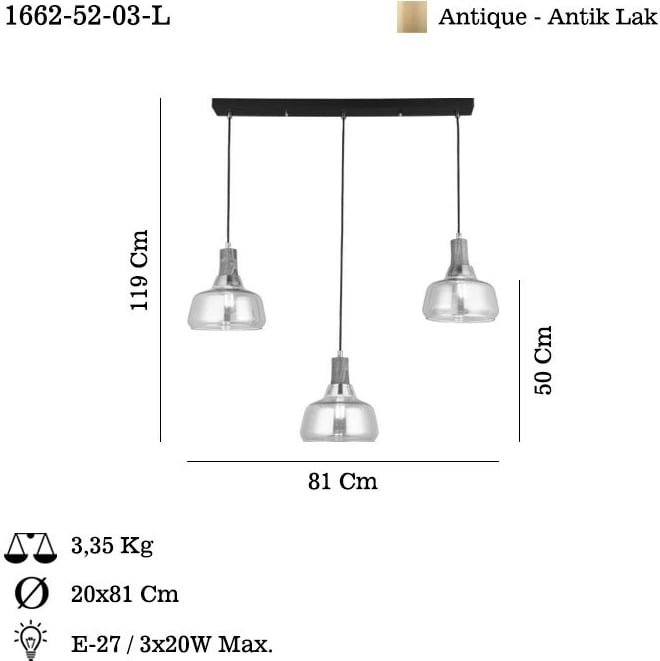 Llambë tavani Opviq, Ace - 52-03-L, ngjyrë llak antik