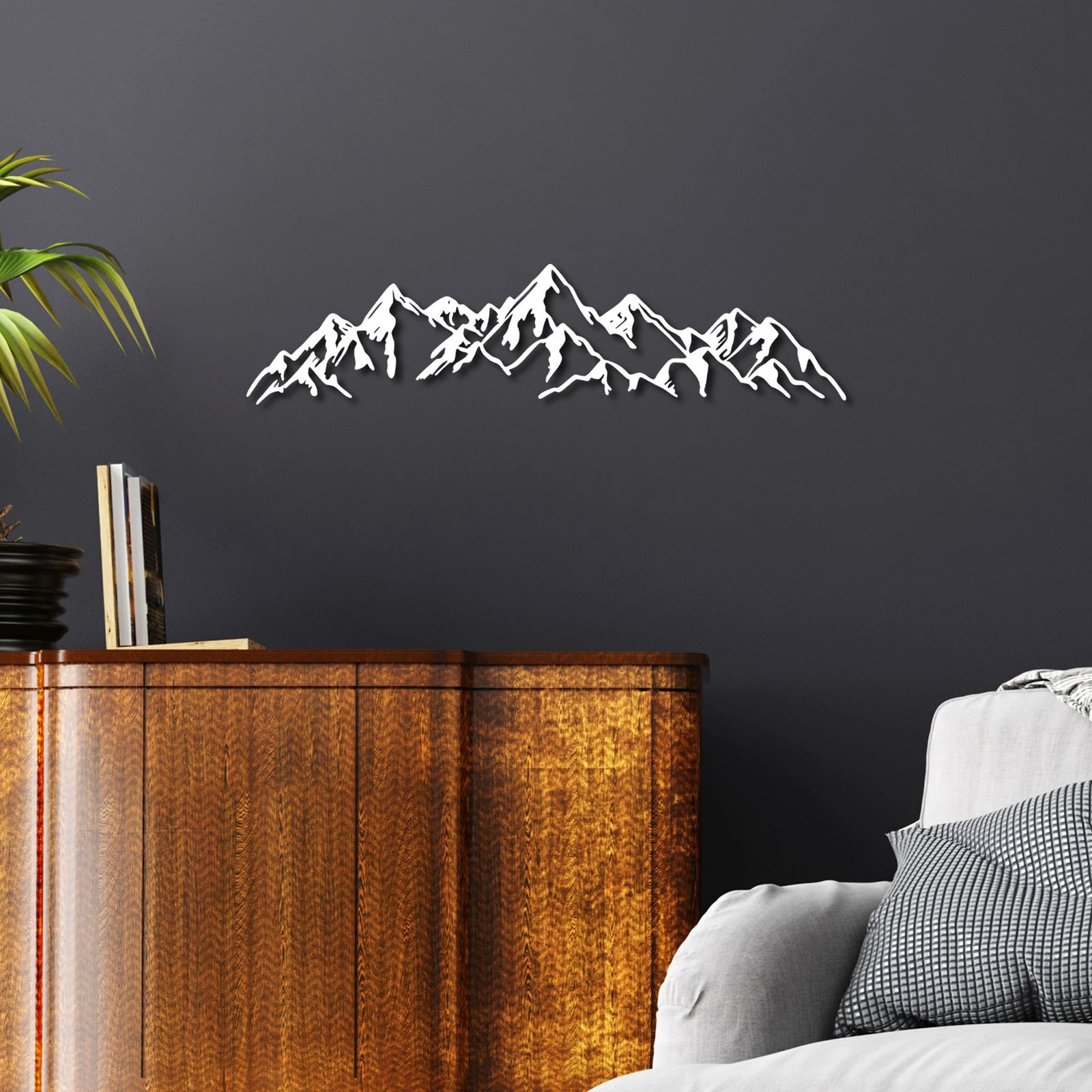 Aksesor dekorativ metalik për mur, pamje mali, Wallity, Mountain View - 2