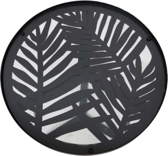 Set tavolina anësore Jungle, 2 copë, e zezë me dizajn, 40x40x50