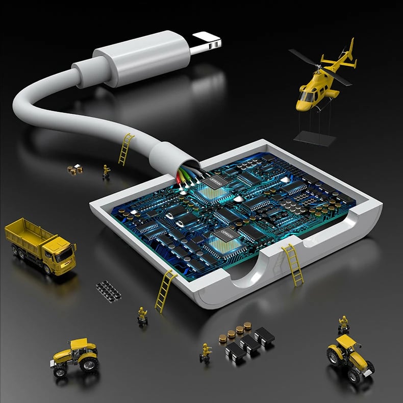 Adapter Joyroom S-Y104, Lightning në 3.5mm jack + Lightning, i bardhë