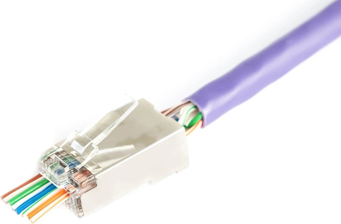 Plug RJ45 DIGITUS Cat.6, i mbrojtur, 100 copë, Gri