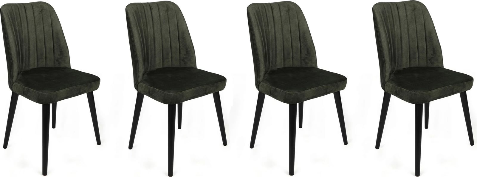 Set karrigesh (4 copë), Skye Decor, Alfa-432 V4, kadife, këmbë druri, ngjyrë kaki/zezë