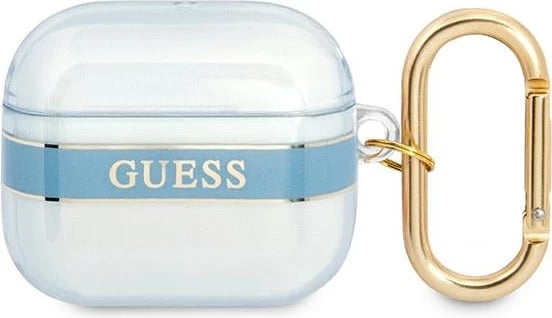 Mbështjellës Guess Strap për AirPods 3, me karabiner, Kaltër