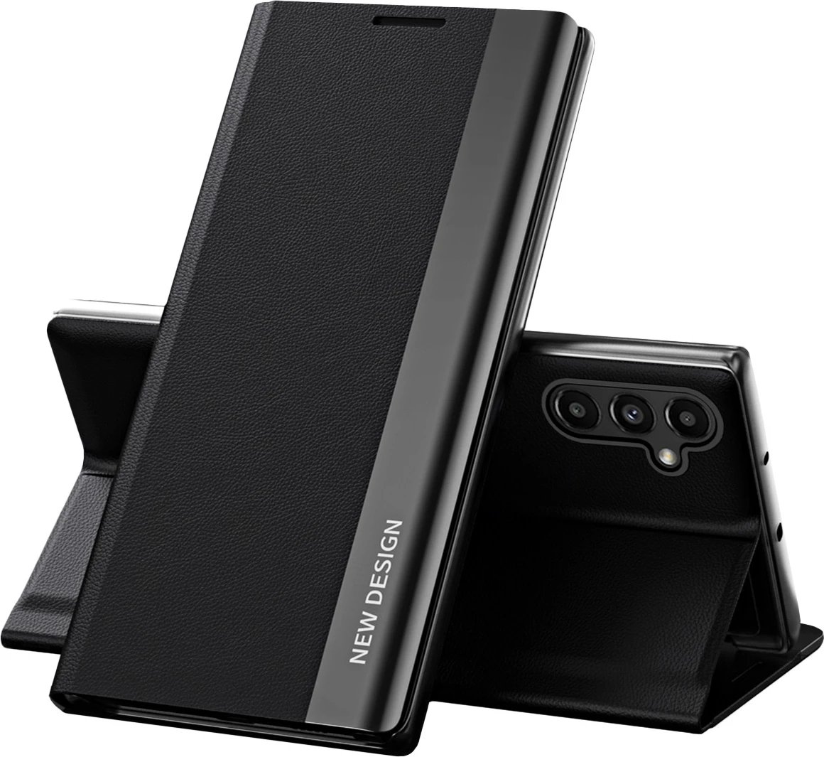 Mbështjellës Hurtel Sleep Case Pro për Samsung Galaxy A13, me kapak dhe mbajtëse, i zi