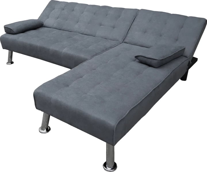 Kënd divan krevati, pëlhurë ngjyrë antracit, 200x146x75cm