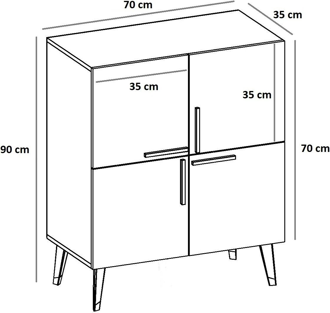 Konsol Skye Decor, e bardhë, 70x90x35cm