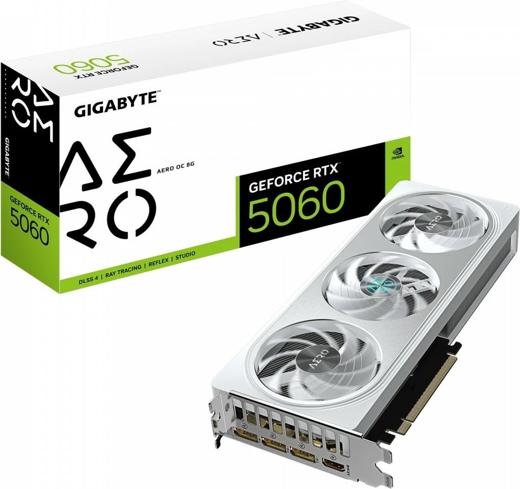 Kartelë grafike Gigabyte GeForce RTX 5060 AERO OC 8GB GDDR7, e bardhë