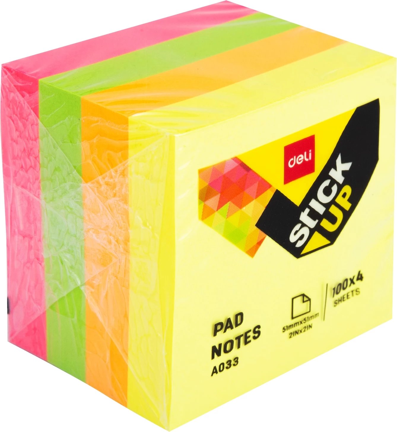 DELI POSTIT 51X51 400FL NEON MIX A03303 1/6