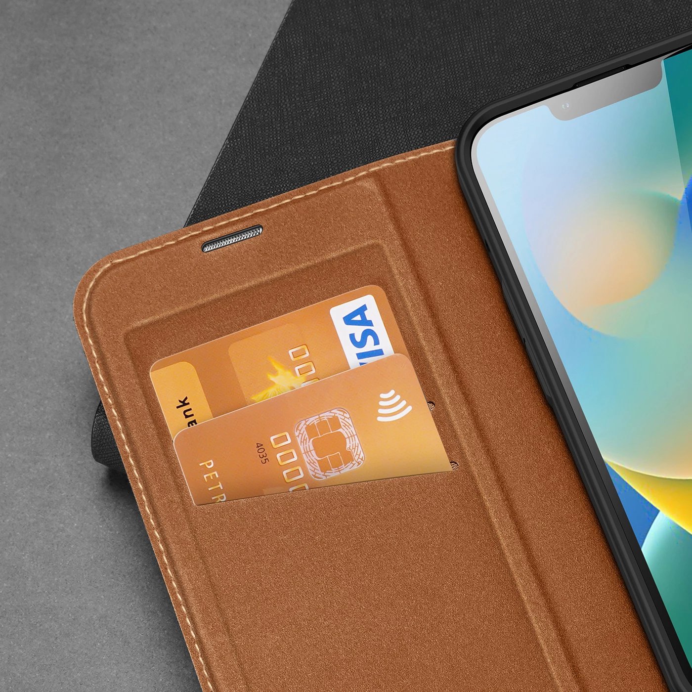 Mbështjellës Dux Ducis Skin X2 për iPhone 14 Plus, me kapak magnetik, kafe