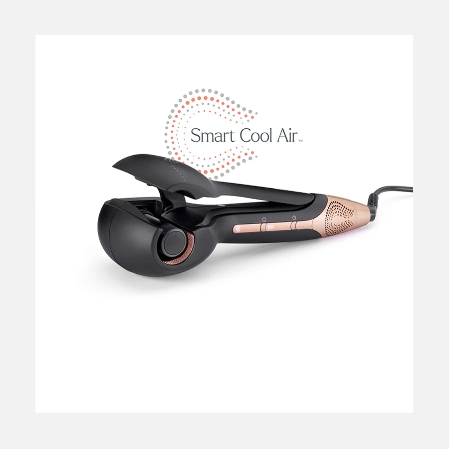 Ondulues flokësh automatik, BaByliss Wave Secret Air C1900E, 3 temperatura 180–230°C, motor dixhital, dhomë qeramike, ftohje me ajër, e zezë/rozë-aratë