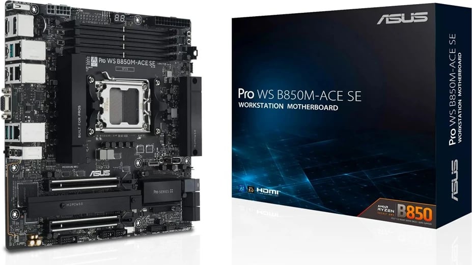 Pllakë amë ASUS PRO WS B850M-ACE SE, Socket AM5, ATX, 256 GB RAM, 10Gb Ethernet, E zezë