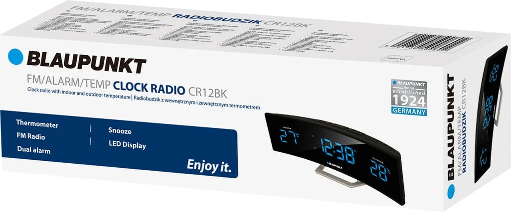 Radio me Orë dhe Matje të Temperatures Brenda/Jashtë BLAUPUNKT CR12BK