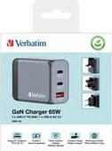 Karikues muri Verbatim GNC-65 32201, 65W, 2x USB-C PD, 1x USB-A QC, me adapter EU/UK, Gri