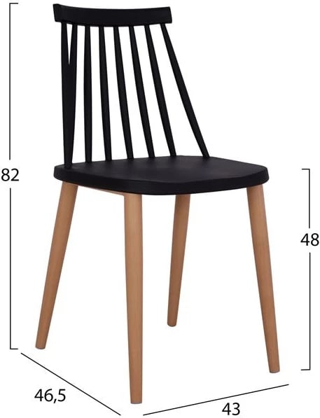 Set tavolinë me karrige 5 copë, karrige të zeza, Vanessa FH10399, 110x70x75,5 cm