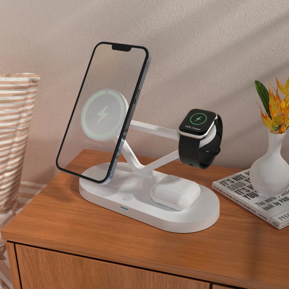Karikues wireless 3-në-1 Tech-Protect QI15W-A41 me MagSafe, i bardhë