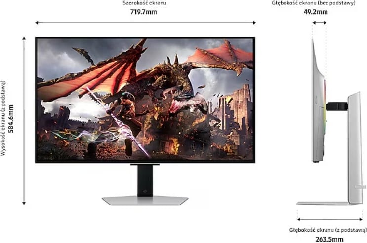 Monitor Samsung Odyssey OLED G8 LS32DG802SUXDU, 32", 4K, 240Hz, i bardhë