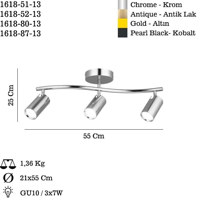 Llambë tavani Opviq, Spotte, ngjyrë llak antik, 87-13