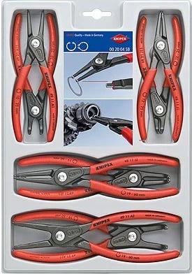 Set pincash KNIPEX Precision Circlip, e kuqe