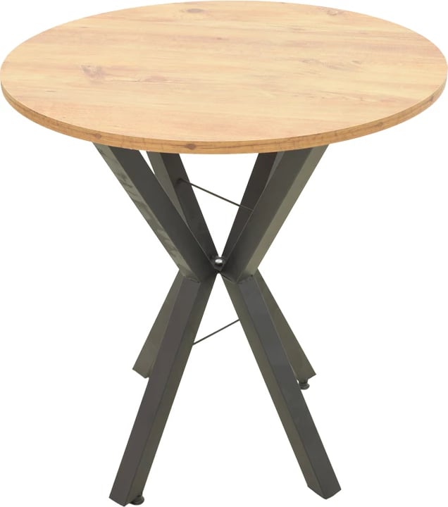 Tavolinë e rrumbullakët Rogue, ngjyrë natyrale, këmbë metalike të zeza, 70x72cm