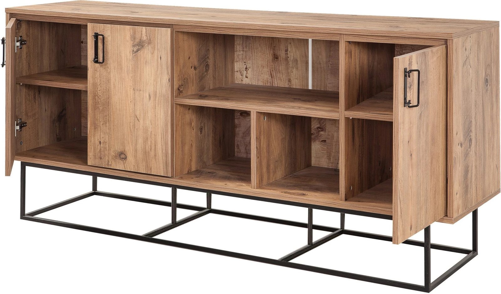 Konsol Quantum Medula, ngjyrë Atlantic Pine dhe e zezë, 180x80x40cm