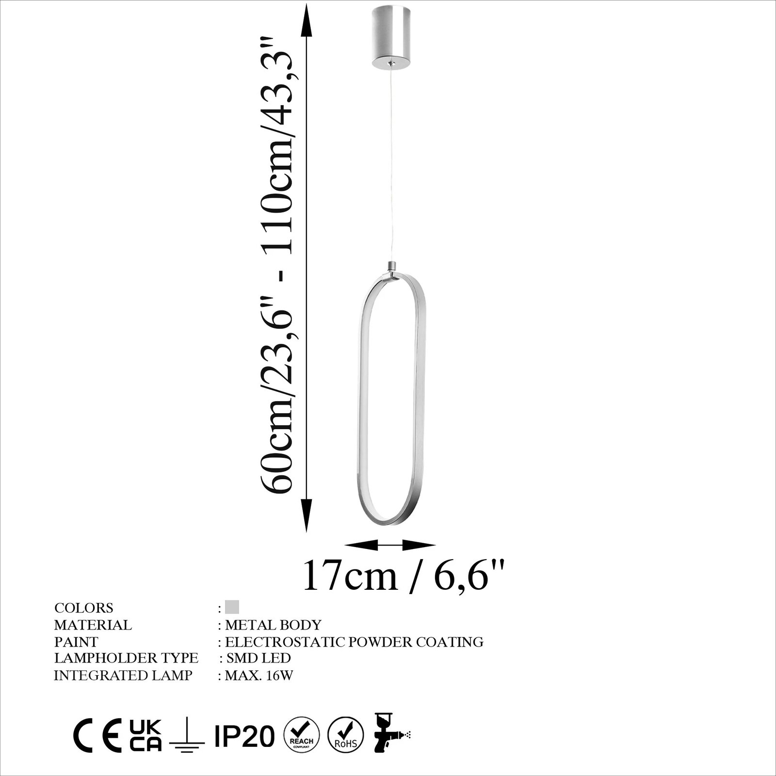 Llambë tavani Opviq, krom, Can - 13563