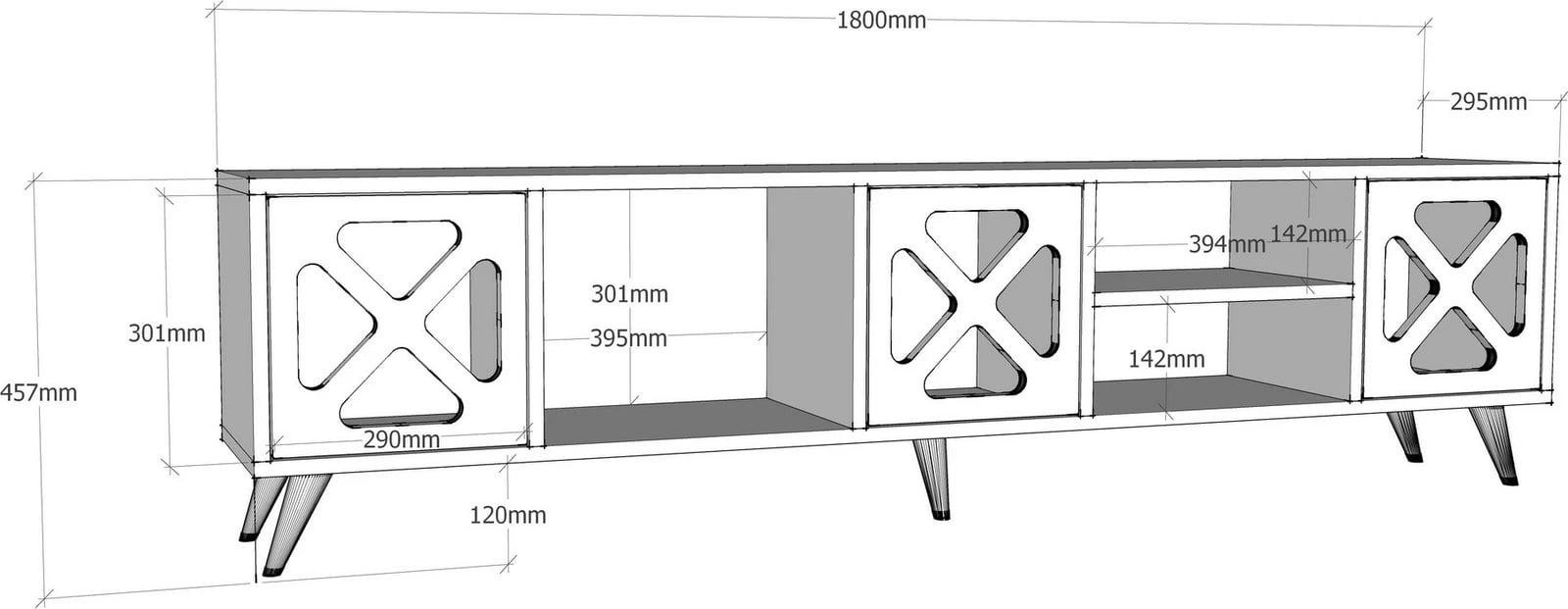 Komodë TV Hanah Home, Sinef, e bardhë dhe antracit