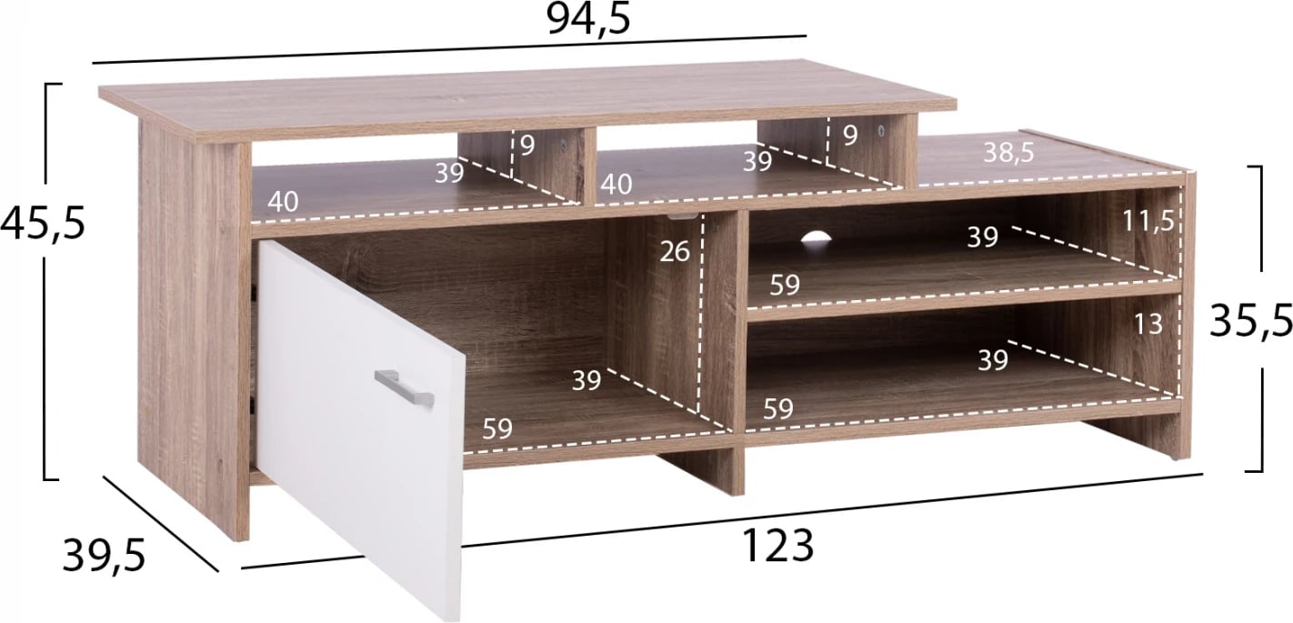 Njësi TV SCOTT FH8766.01 128X39X46 cm. Sonama e Bardhë