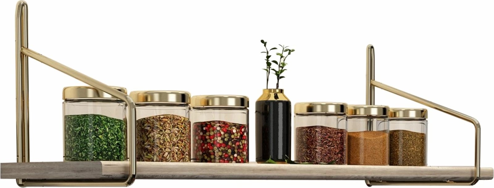 Raft muri Hanah Home, 60 cm, ngjyrë ari dhe kafe, ekstra i gjatë