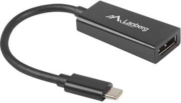Adapter USB Type-C në DisplayPort Lanberg AD-UC-DP-01, 15cm, i zi
