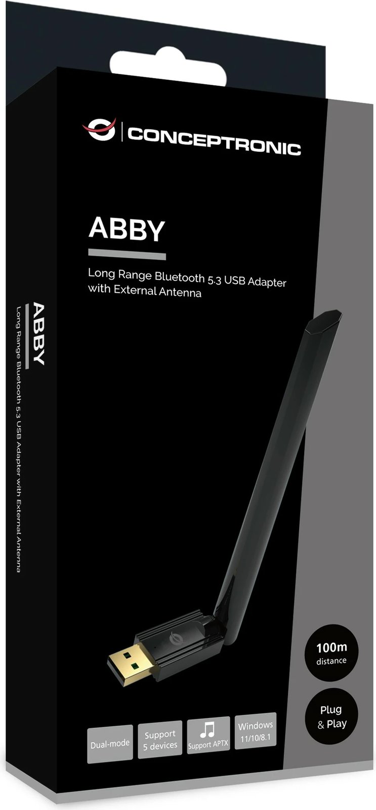 Adapter Bluetooth Conceptronic NanoUSB 100m, Bluetooth 5.3, i zi